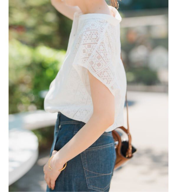 Spick and Span「《追加》PEレースフレンチスリーブシャツ」|シャツ・ブラウス|