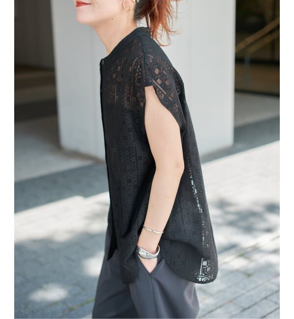 Spick and Span「《追加》PEレースフレンチスリーブシャツ」|シャツ・ブラウス|