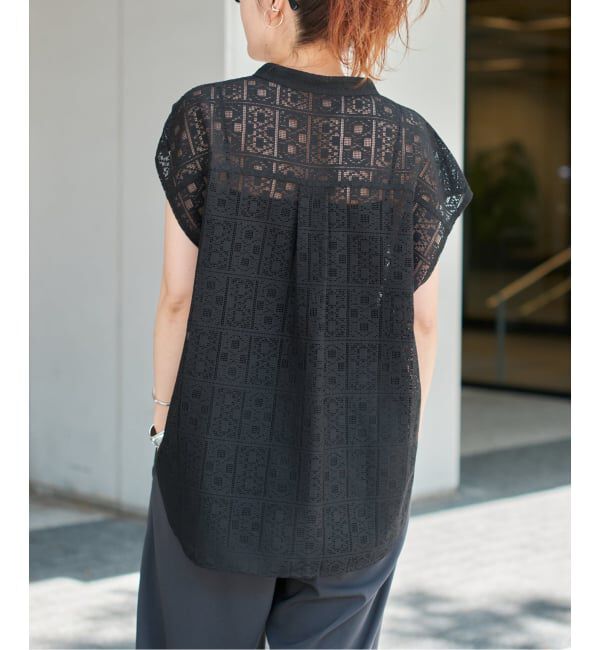 Spick and Span「《追加》PEレースフレンチスリーブシャツ」|シャツ・ブラウス|