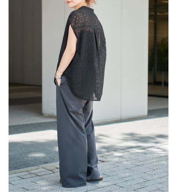 Spick and Span「《追加》PEレースフレンチスリーブシャツ」|シャツ・ブラウス|