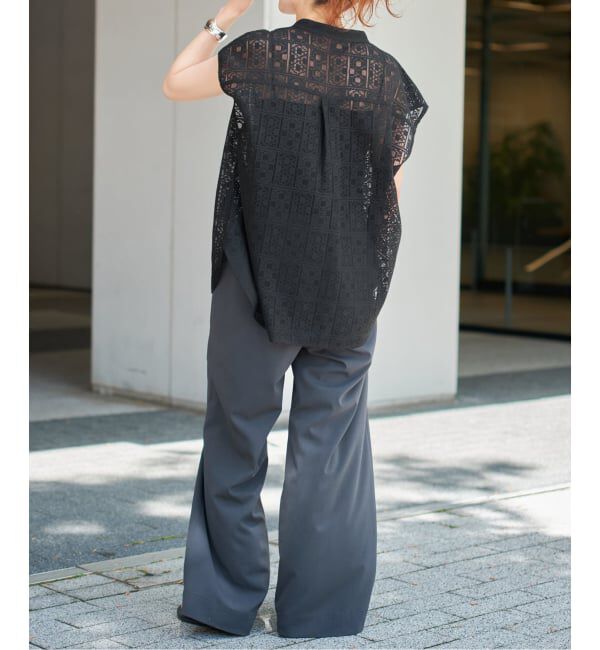 Spick and Span「《追加》PEレースフレンチスリーブシャツ」|シャツ・ブラウス|