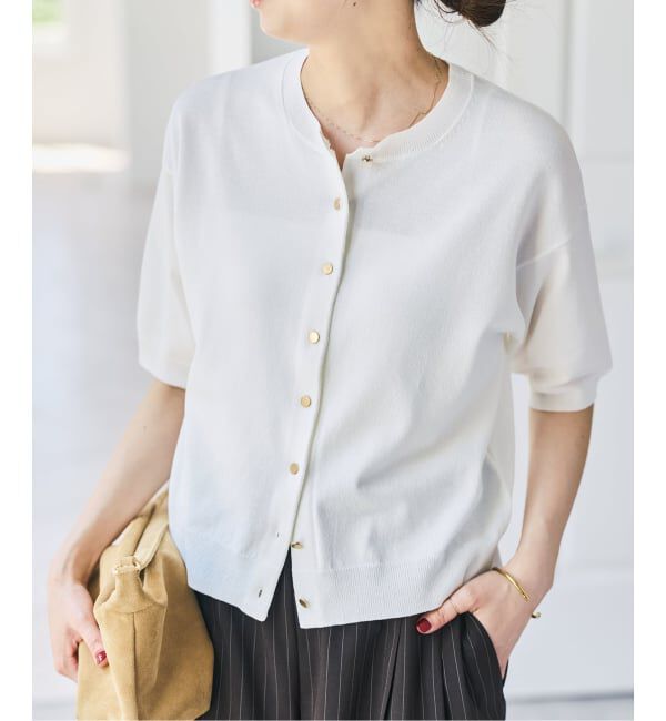 Spick and Span「《手洗い可》ショートスリーブカーディガン」|カーディガン|