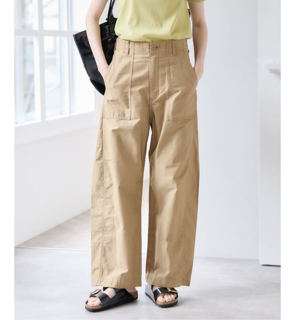 U by SPICK&SPAN「バレルレッグルーズベイカーパンツ」|カーゴ|ベージュ