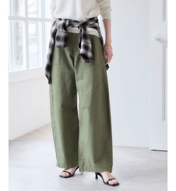 U by SPICK&SPAN「バレルレッグルーズベイカーパンツ」|カーゴ|カーキ