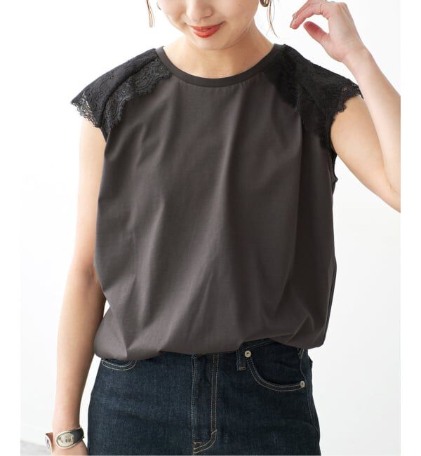 Spick and Span「レースコンビフレンチスリーブTシャツ」|Tシャツ・カットソー|