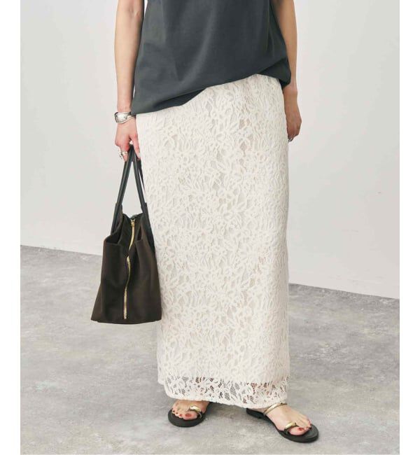 Spick and Span「brushed lace ストレートスカート」|スカート|