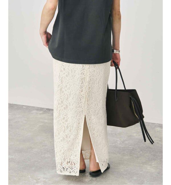 Spick and Span「brushed lace ストレートスカート」|スカート|