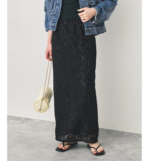 Spick and Span「brushed lace ストレートスカート」|スカート|