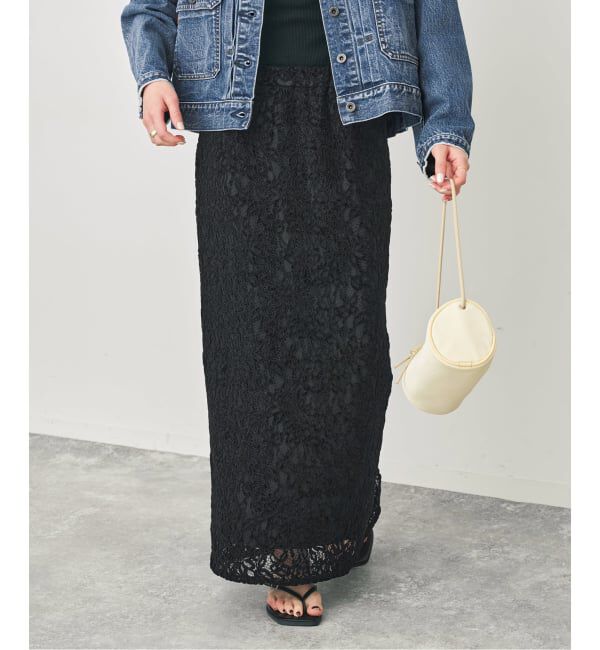 Spick and Span「brushed lace ストレートスカート」|スカート|