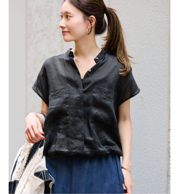 FRAMeWORK「≪WEB限定＋一部店舗≫フィブリルラミーキャップスリーブドロストシャツ」|シャツ・ブラウス|