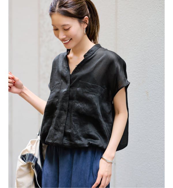 FRAMeWORK「≪WEB限定＋一部店舗≫フィブリルラミーキャップスリーブドロストシャツ」|シャツ・ブラウス|