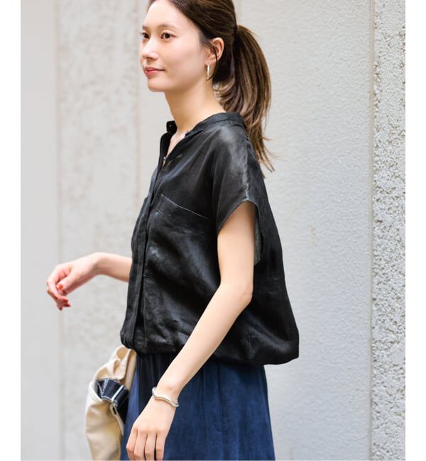 FRAMeWORK「≪WEB限定＋一部店舗≫フィブリルラミーキャップスリーブドロストシャツ」|シャツ・ブラウス|