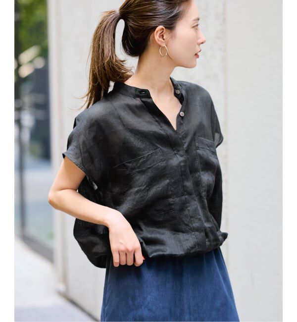 FRAMeWORK「≪WEB限定＋一部店舗≫フィブリルラミーキャップスリーブドロストシャツ」|シャツ・ブラウス|