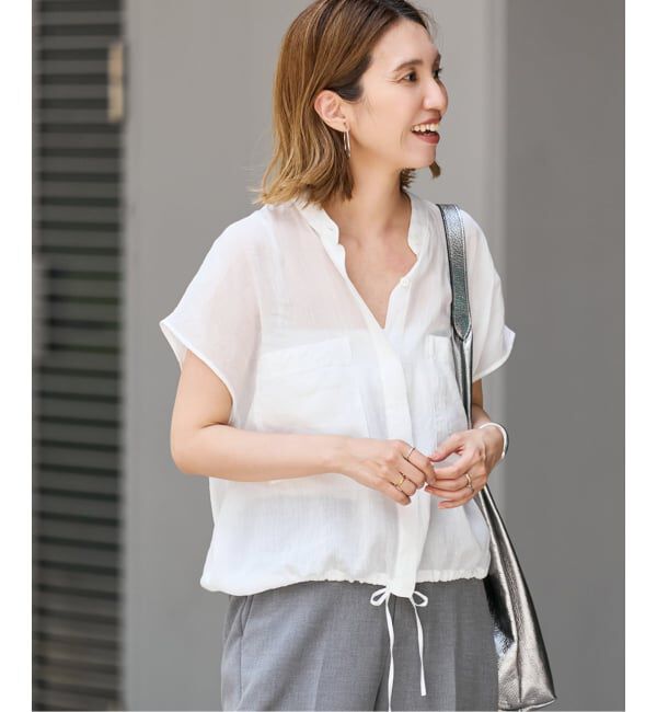FRAMeWORK「≪WEB限定＋一部店舗≫フィブリルラミーキャップスリーブドロストシャツ」|シャツ・ブラウス|