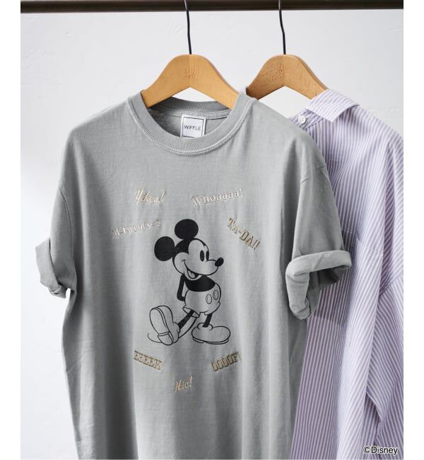 FRAMeWORK「WIFFLE 別注［Mickey Mouse］embroidery T」|Tシャツ・カットソー|グレーB