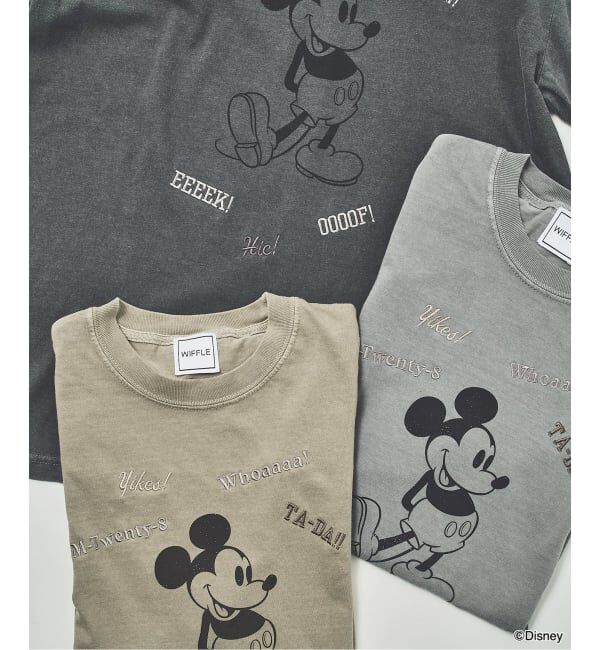 FRAMeWORK「WIFFLE 別注［Mickey Mouse］embroidery T」|Tシャツ・カットソー|ベージュ