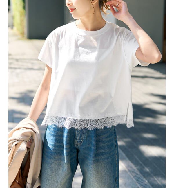 Spick and Span「《追加2》ヘムレース付きTシャツ」|Tシャツ・カットソー|
