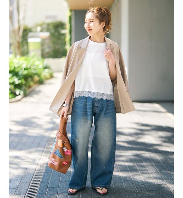 Spick and Span「《追加2》ヘムレース付きTシャツ」|Tシャツ・カットソー|