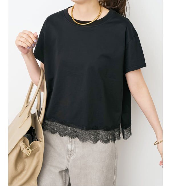 Spick and Span「《追加2》ヘムレース付きTシャツ」|Tシャツ・カットソー|