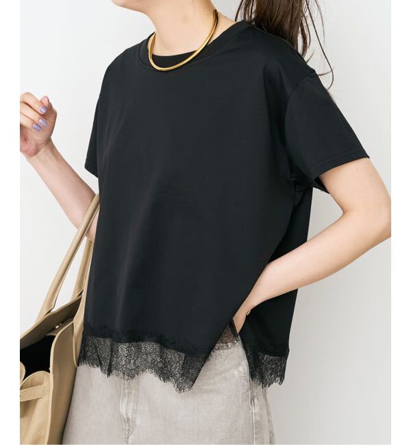 Spick and Span「《追加2》ヘムレース付きTシャツ」|Tシャツ・カットソー|