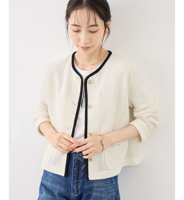Rope&rsquo;Picnic「透かし編み金釦カットカーディガン」|カーディガン|