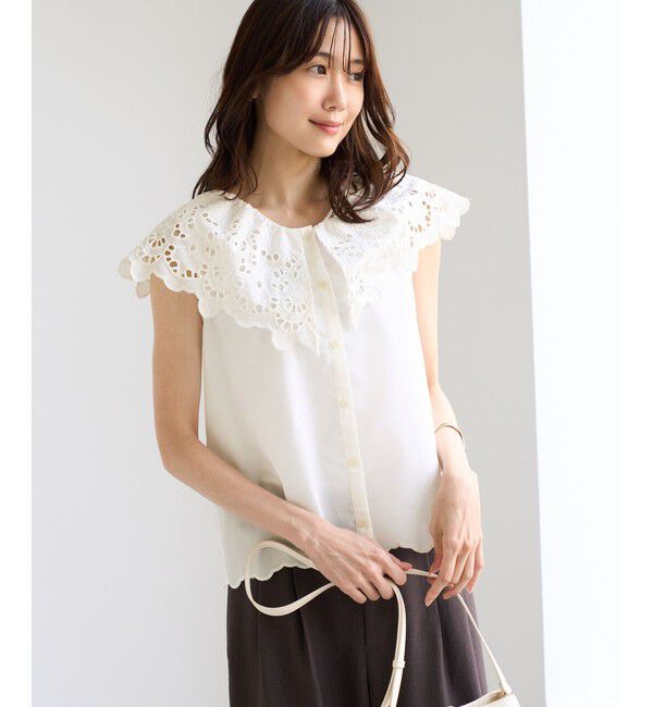 Rope&rsquo;Picnic「刺繍フリルブラウス」|シャツ・ブラウス|