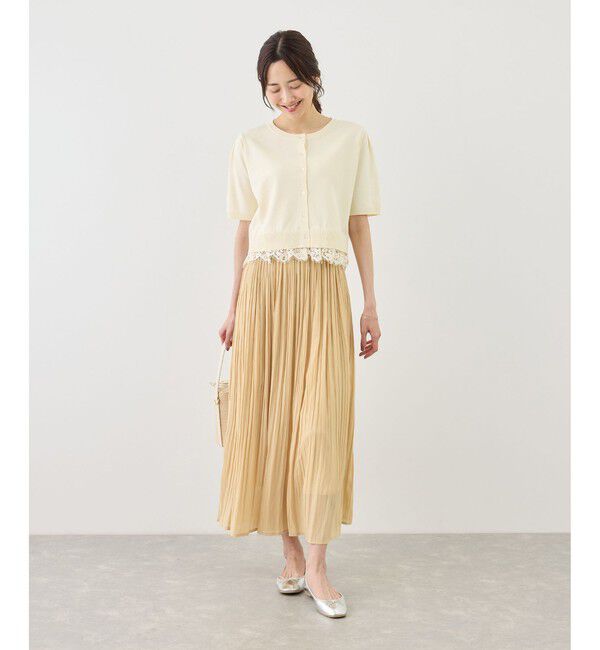 Rope&rsquo;Picnic「裾レースドッキングハーフスリーブカーディガン」|カーディガン|