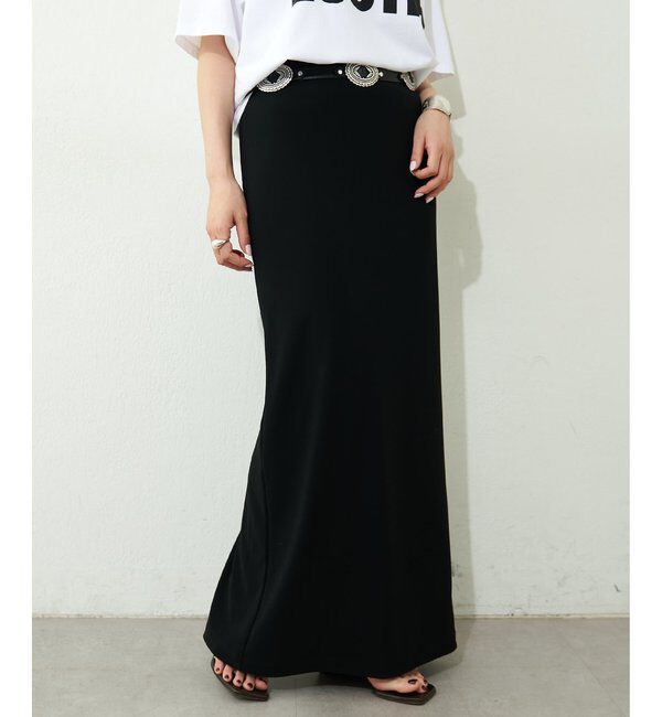  「スムースIラインスカート」|スカート|ブラック