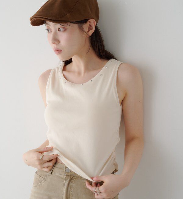  「カップ付きスタッズタンク」|Tシャツ・カットソー|
