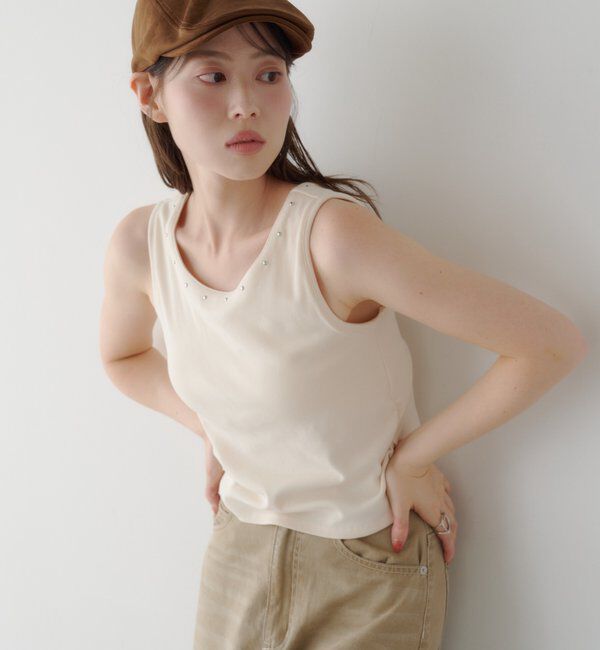  「カップ付きスタッズタンク」|Tシャツ・カットソー|