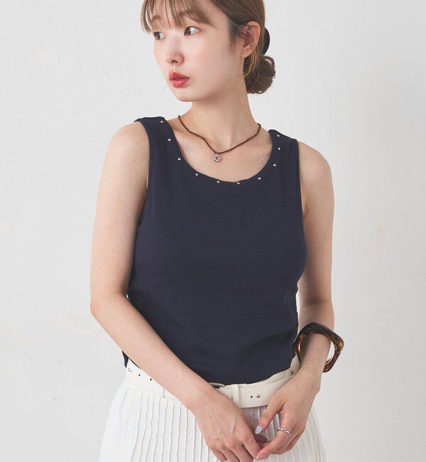  「カップ付きスタッズタンク」|Tシャツ・カットソー|