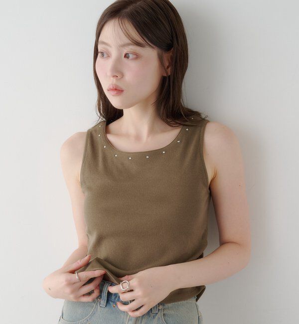  「カップ付きスタッズタンク」|Tシャツ・カットソー|