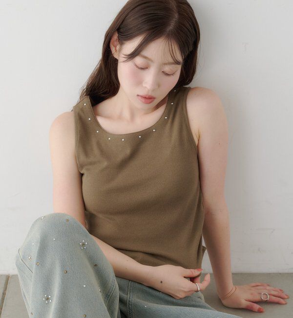  「カップ付きスタッズタンク」|Tシャツ・カットソー|