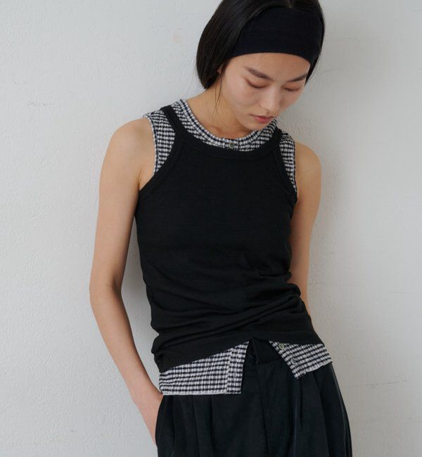  「カップ付アメスリリブタンクトップ」|キャミソール|