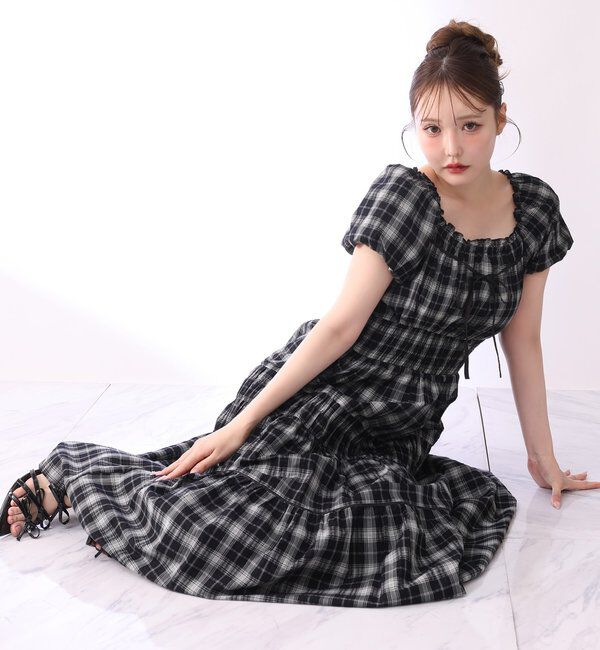  「【新色追加/XSサイズあり】ウエストシャーリングリボンロングワンピース」|ワンピース|
