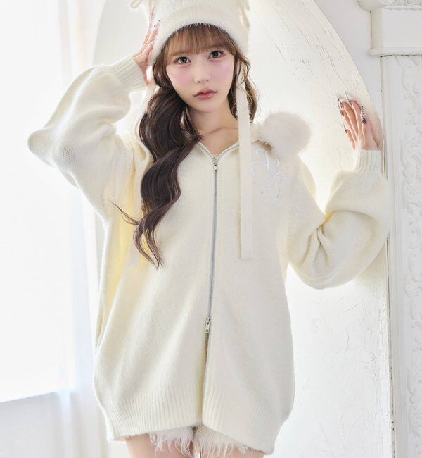  「【Premium order】ゆるたぽマシュマロフェイクファーパーカー」|ニット・セーター|
