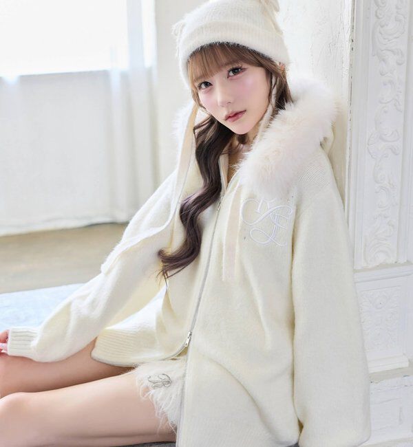  「【Premium order】ゆるたぽマシュマロフェイクファーパーカー」|ニット・セーター|
