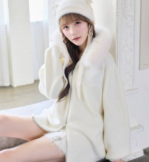  「【Premium order】ゆるたぽマシュマロフェイクファーパーカー」|ニット・セーター|