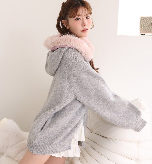  「【Premium order】ゆるたぽマシュマロフェイクファーパーカー」|ニット・セーター|