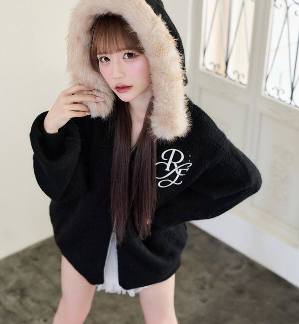  「【Premium order】ゆるたぽマシュマロフェイクファーパーカー」|ニット・セーター|