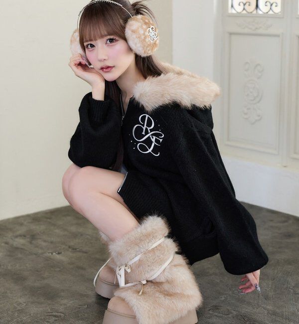  「【Premium order】ゆるたぽマシュマロフェイクファーパーカー」|ニット・セーター|