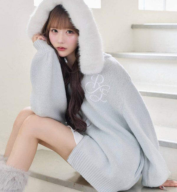  「【Premium order】ゆるたぽマシュマロフェイクファーパーカー」|ニット・セーター|