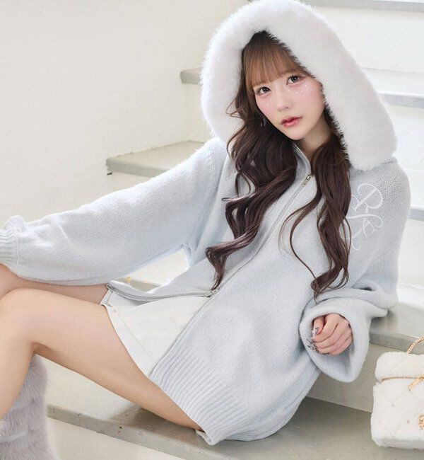  「【Premium order】ゆるたぽマシュマロフェイクファーパーカー」|ニット・セーター|