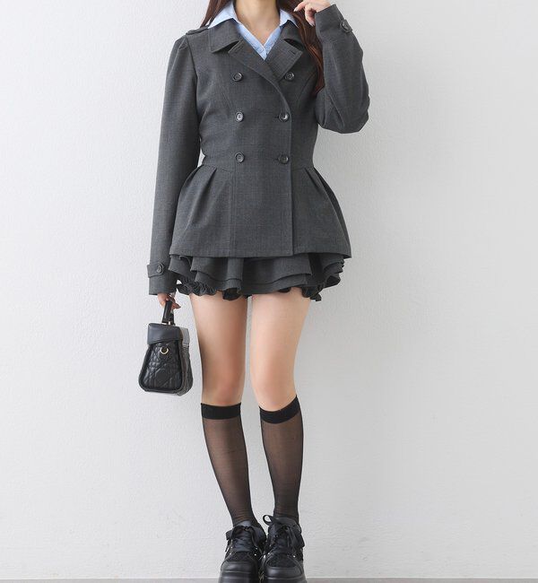  「【Premium order】レイヤード風フレアミニスカート/セットアップ可能」|スカート|