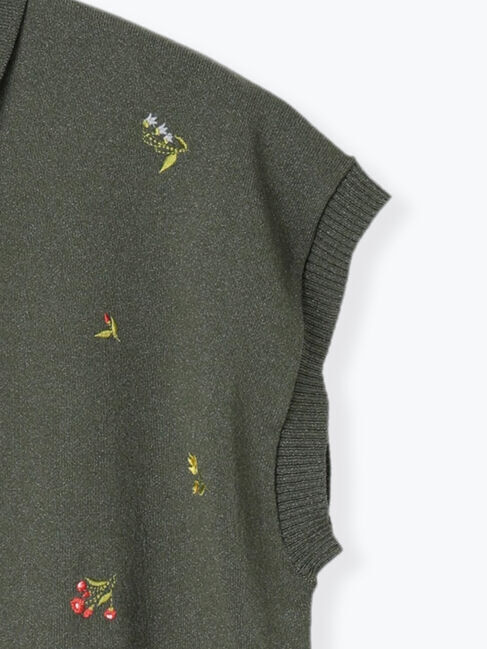 Te chichi「フラワー刺繍ポロカラーニット」|ニット・セーター|
