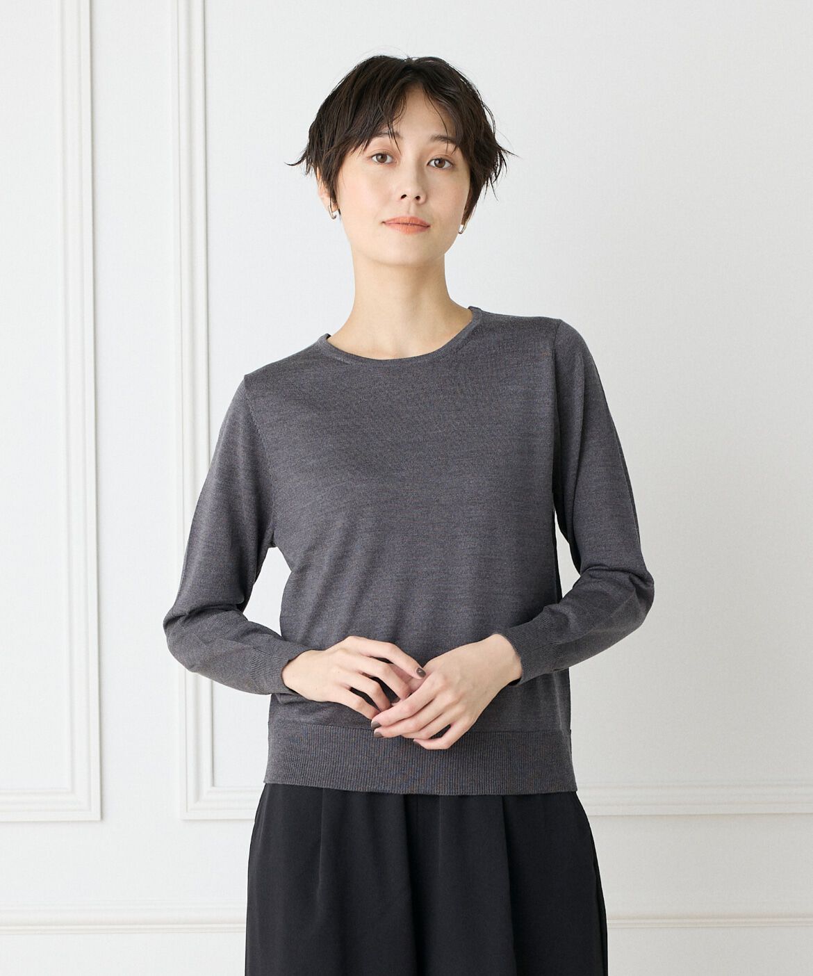 DAY by DAY it&rsquo;s international「ウォッシャブルウールベーシッククルーネックニット《HARMONY》」|ニット・セーター|チャコールグ 3