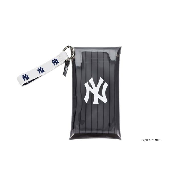  「Zoff | MLB メガネ・サングラスケース | ストライプ ポーチ 巾着 カラビナ付き おしゃれ 可愛い」|サングラス|ブルー