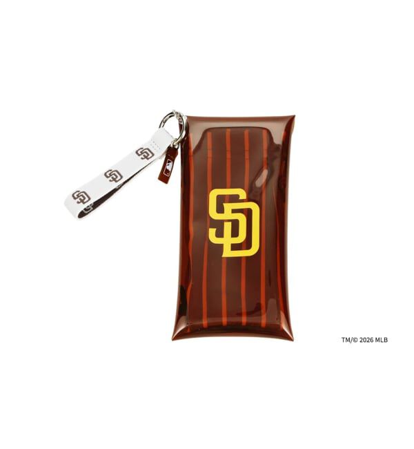  「Zoff | MLB メガネ・サングラスケース | ストライプ ポーチ 巾着 カラビナ付き おしゃれ 可愛い」|サングラス|濃ブラウン3