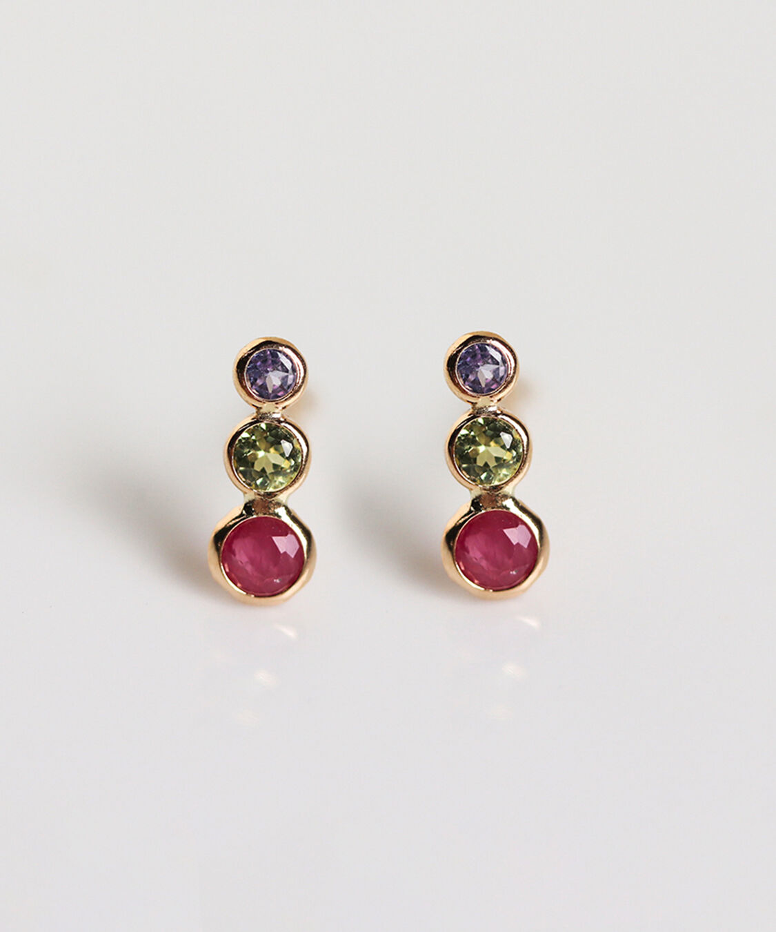  「マルチカラーストーン ピアス | K10YG 〈マルチ〉」|ピアス|