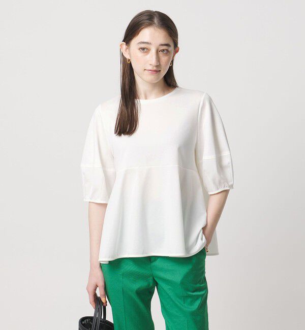 UNITED ARROWS「ポンチ ペプラム ショートスリーブ カットソー」|Tシャツ・カットソー|WHITE
